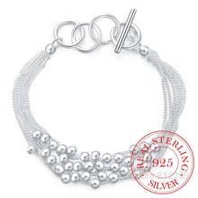 Pulsera de plata 100% 925 para mujer, joyería fina, cuentas de seis borlas auténticas, regalo de marca especial Simple/gihgph 2024 - compra barato