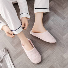 Suihyung-Zapatillas cálidas para mujer, zapatos planos de algodón para el hogar, calcetín de interior, chanclas de fondo suave para el invierno 2024 - compra barato
