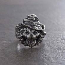 Foydjew Handmade Retro Hat Long Hair Cute Animal Silver Rings Kitten Valentine's Day Gift Plated S925 Thai Silver Ring Jewelry 2024 - buy cheap