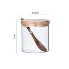 Pote de tempero de vidro transparente, três peças, criativo, de madeira, sal, coqueteleira, com base de colher, caixa de tempero 2024 - compre barato