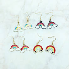 Japanese Cartoon Rainbow Cloud Metal Pendant Earrings Fashion Cute Girl Student Earrings Female Interesting Trendy Jewelry Gift 2024 - buy cheap
