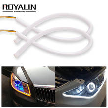 ROYALIN LED Flexible Strip Light Car DRL Turn Signal Lamps White Amber Flowing Bar Silicone Waterproof Daytime Running Light 2024 - buy cheap