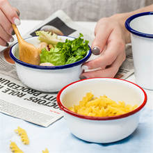 Pote de cerâmica japonês com borda vermelha e azul, tigela de esmalte, sopa criativa, macarrão, cozinha, utensílios de mesa 2024 - compre barato
