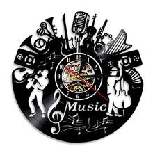 Music Band Wall Clock Personality Musicn Instrument Vinyl Record Wall Clock 3D Wall Watches Modern Design Wall Art Decorative 2024 - buy cheap