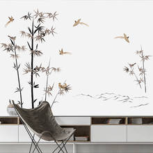Tinta de bambu adesivos de parede estilo chinês sofá tv pano de fundo decoração da parede grandes murais decoração do escritório em casa arte sala estar 2024 - compre barato