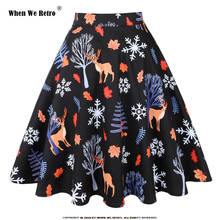 When We Retro Women Vintage Print Christmas Skirts Autumn Black High Waist Knee-Lenght Women Skirt VD0020 2024 - buy cheap