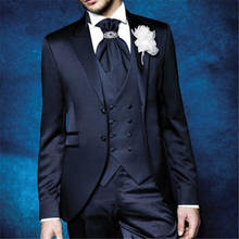 Официальный Мужской костюм для свадебной вечеринки, приталенный Блейзер жениха на заказ, костюм из трех предметов (пиджак + брюки + жилет), последний дизайн 2020 2024 - купить недорого