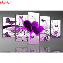 5 pieces diamond painting purple butterfly fly flowers decor Landscape diy diamond embroidery full drill painting rhinestones 2024 - buy cheap