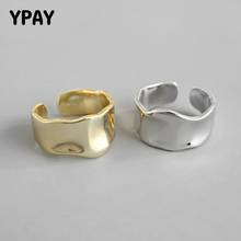 Ypay anel de prata esterlina 925 autêntica, joia fina coreana, simples, côncavo-convexo irregular, anéis abertos para mulheres ymr793 2024 - compre barato