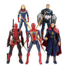 Juego de superhéroes de Los Vengadores, Doctor Strange, Deadpool, Capitán América, Araña de hierro con luz Led, modelo de acción de PVC, juguetes, 5 unids/set 2024 - compra barato