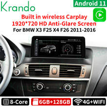 Krando-sistema de navegación para coche, radio con audio Estéreo, WIFI, carplay, Android 10,0, 10,25 pulgadas, para BMW X3, F25/X4, F26, 2011-2016, NBT, CIC 2024 - compra barato