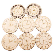 8 pçs círculos de madeira redondo padrão de relógio de madeira recortes chips diy artesanato projetos casa decorações acessórios adesivo parede 2024 - compre barato