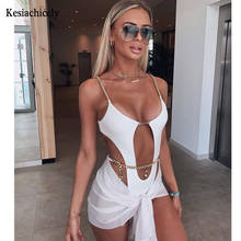Kesiachiccly sleeveless sexy bodysuit Women deep v neck beach summer jumpsuit Holiday female hollow out party body suit femme 2024 - buy cheap