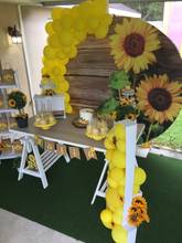 Round circle background wood sunflower Backdrop baby shower kids birthday Party table/column/cylinder Covers YY-487 2024 - buy cheap