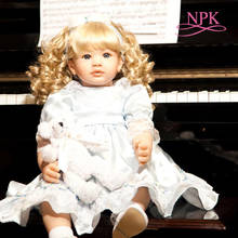 Npk, boneca de 60cm de menina de silicone macio, corpo de pano, boneca reborn, bebê recém-nascido realista, presente artesanal 2024 - compre barato