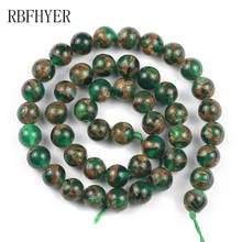 RBFHYER 6 8 10 12MM Natural green Gold colored Nepal Stone Beads Loose Beads For Jewelry Making DIY Charm Bracelet Necklace 2024 - buy cheap