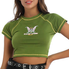 Em torno do pescoço borboleta impressão y2k t-shirts colheita topo t punk gótico sexy feminino verão 2021 camisa de fadas verde manga curta t camisa 2024 - compre barato