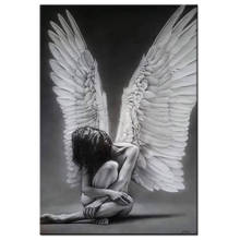 Black White Angel 5D Diy Diamond Painting Full Square Round Diamond Embroidery Cross Stitch Wing Woman Wall Art StickersZP-4447 2024 - buy cheap