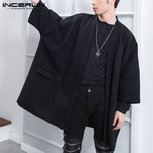 Leisure Solid Color Men Trench Loose Long Sleeve Open Stitch Cloak Cape Man Pockets Cardigan Coats INCERUN Fashion Manteau S-5XL 2024 - buy cheap