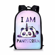 Children's Backpack Panda Unicorn Pattern Students School Bags Cartoon Animal Print Teenagers Book-Bag Mochila Travel Bag 2024 - buy cheap