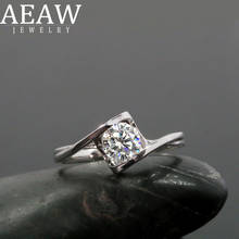 AEAW 14k Ouro Branco 0.30ct Round Cut Lab HTHP Crescer lado Estilo Coração Anel de Noivado de diamante anel de diamante Real anel de casamento 2024 - compre barato