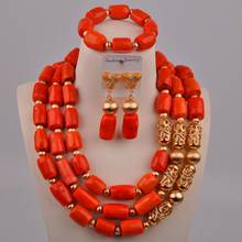 Red/White/Orange Coral Necklace Costume African Jewelry Set Nigerian Wedding Coral Beads Bridal Jewelry Sets 2024 - buy cheap