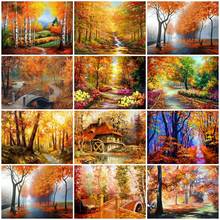 AZQSD 5D Diamond Painting New Arrivals Forest Fall Handmade Gift Diamond Embroidery Landscape Mosaic Needlework Home Decoration 2024 - buy cheap