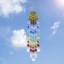 H&D Hanging Crystal Ball And Octagon Beads Chains With Prisms Suncatcher Evil Eye Hamsa Shaped Pendant For Garden Decor Gift 2024 - buy cheap