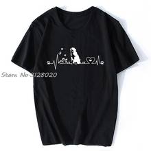 Camiseta de algodão estilo bernético, camiseta de algodão com batimento cardíaco do cão da montanha, para homens e mulheres, roupa de rua harajuku 2024 - compre barato