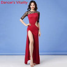 Winter Women Belly Dance Practice Clothes Cut out Mesh Modal Patchwork Dress Oriental Indian Dancing Stage Training Garments 2024 - buy cheap