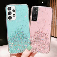 Bling Glitter Foil Clear Back Cover Case For Samsung Galaxy A51 A71 S20 FE S21 Ultra Note 20 10 Plus M51 A52 A72 A12 A22 A32 M52 2024 - buy cheap