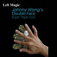 Moneda súper Triple de doble cara (versión de medio dólar o dólar de Jack Wong) de Johnny Wong, trucos de magia, ilusionismo, accesorios de magia 2024 - compra barato