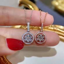 Мода 925 серебряное ожерелье с подвеской в виде Bling Круглый геометрический Циркон ожерелье с кулоном колье обручальные кольца ювелирные изделия для женщин 2024 - купить недорого