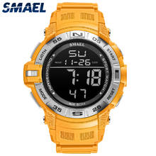 Цифровые часы спортивные SMAEL часы для мужчин 50 м водонепроницаемые будильник Авто Дата часы оранжевый браслет 1511 Мужские часы военные 2024 - купить недорого
