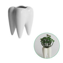 White Ceramic Fleshy Small Flowerpot Tooth Shape Table Plant Pot Home Decoration Tooth-Shaped Desktop Ceramic Flower Pot 2024 - buy cheap