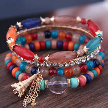 DIEZI Bohemian Ethnic Crystal Beads Rhinestone Bracelets Women 2019 New Casual Elastic Rope Wrap Bracelet pulseira feminina 2024 - buy cheap