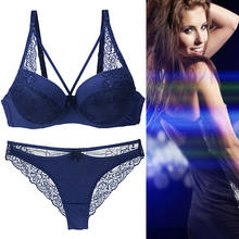 Blue Sexy Women Bras Set Lace Bra and Panty Set Bra and Thong Push Up Bra Briefs Panties Intimates Sets A B C D DD E 2024 - buy cheap