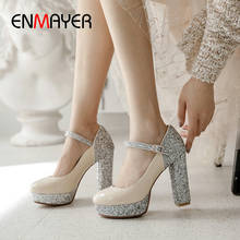 Enmayer-sapatos de salto alto básico femininos, feitos em couro artificial, com fivela, moda primavera/outono 2024 - compre barato