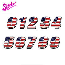 STICKY Car Sticker Styling Racing Numbers Usa United States Flag Stickers Motocross Moto Auto Decal Vinyl 2024 - buy cheap