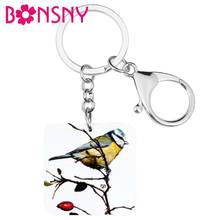 Bonsny Acrylic Square Parus Major Bird Keychains Lovely Animal Key Ring Jewelry For Teens Lover Girls Novelty Gift Car Charms 2024 - buy cheap