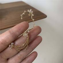 Fashion Moon Zircon Pearl Long Tassel Ear Cuff Women Earrings Fashion Jewelry Ear Bone Clip Earrings 2024 - buy cheap