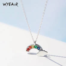 WYEAIIR New Creative Color Rainbow Clouds Cute Literary Sweet Versa Silver Color Clavicle Chain Female Necklace 2024 - buy cheap