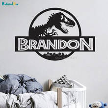 Personalised Name Jurassic world dinosaur Decal T Rex Playroom Decal Nursery Boy's bedroom Vinyl Wall Sticker BA793 2024 - buy cheap