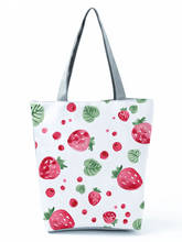 Strawberry Printed Girl Handbag Eco Reusable High Capacity Women Shopping Bag Foldable Lady Fruit Shoulder Tote Custom Pattern 2024 - buy cheap