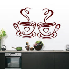 Wall Vinyl 2 Cups Of Coffee Wall Stickers Adhesive Wallpaper Vinyl Removable Kitchen Decoration Nursery Wall Decor Mural Poster 2024 - buy cheap