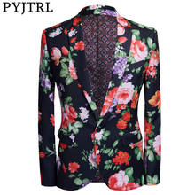 PYJTRL New Mens Retro Vintage Floral Print Artistic Slim Fit Blazer Designs Fashion Male Casual Suit Jacket Singer Stage Wear 2024 - buy cheap