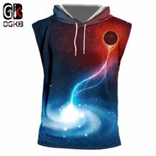 Camiseta masculina sem mangas com capuz, camiseta masculina estampada 3d do céu estrelado, verão, casual, streetwear engraçada, galaxy 2024 - compre barato