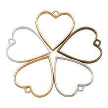 10pcs/set Mix Color Rack Plating Alloy Open Back Bezel Heart Blank Pendant For DIY UV/Epoxy Resin Pressed Flower Jewelry Making 2024 - compre barato