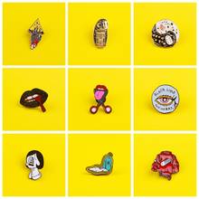 Organ Brooches On a Backpack Set Mouth Eye Metal Badges For Clothes Pizza Enamel Pin On Jeans Jacket Jewelry Gift Accessories 2024 - buy cheap