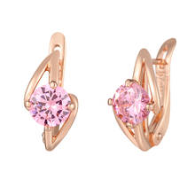 2 Style Hot Pink Stone Cubic Stone Women 585 Rose Gold Color Drop Jewelry Earrings 2024 - buy cheap